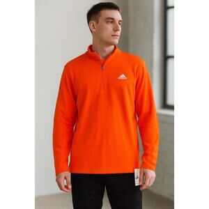 NWT Adidas Men’s Orange Quarter Zip Pullover Long Sleeve Sweatshirt LT